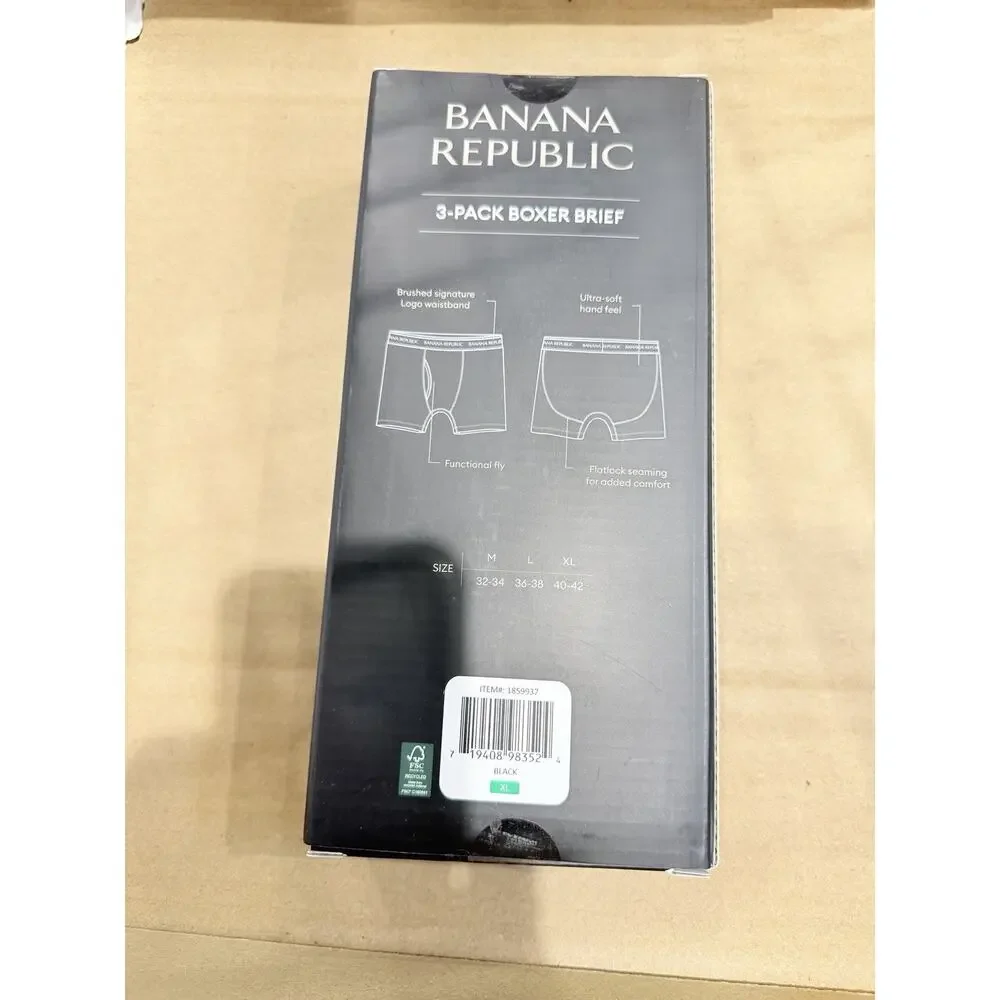 Banana Republic Mens 3 Pack Boxer Briefs Black Size XL New In Box NIB Underwear